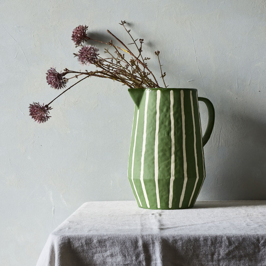 Handmade Ceramic Pinstripe Pitcher by Elizabeth Benotti