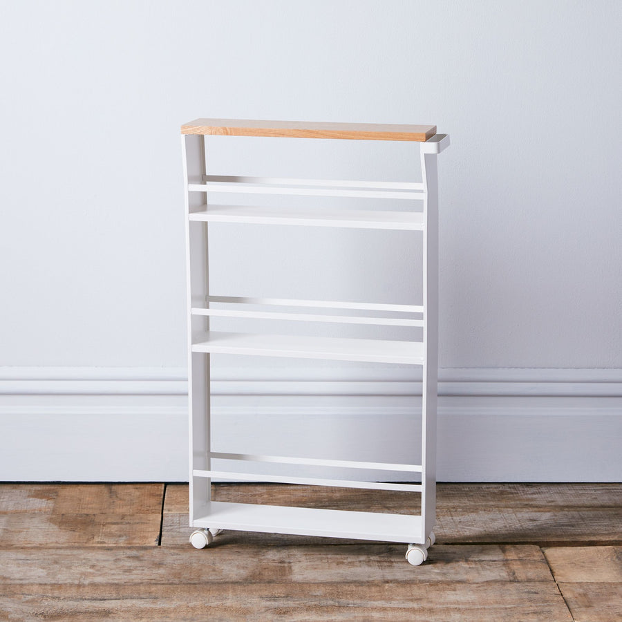 Steel & Wood Top Narrow Rolling Storage Cart