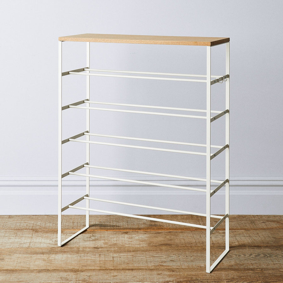 Steel & Wood 6-Tier Shoe Rack