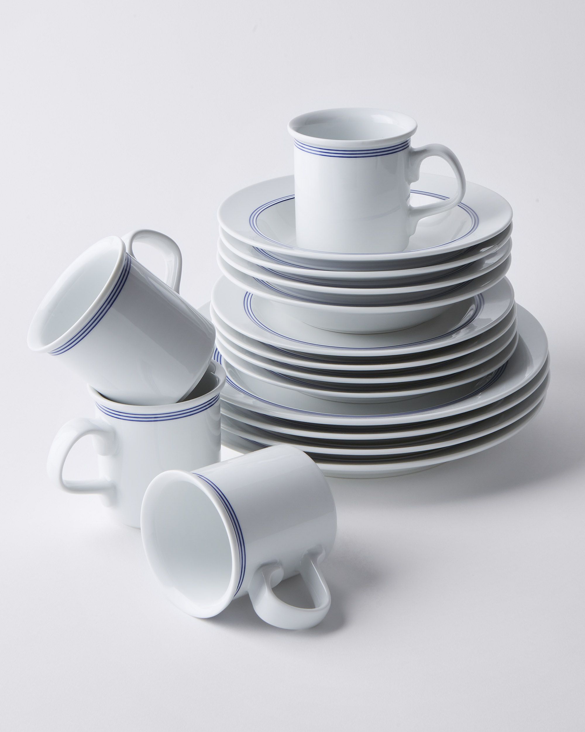 Dansk Cafe Blanc Stripe Porcelain Dinnerware, 16-Piece Set