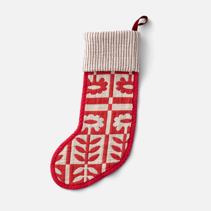 Stillwater Floral Stocking - Red