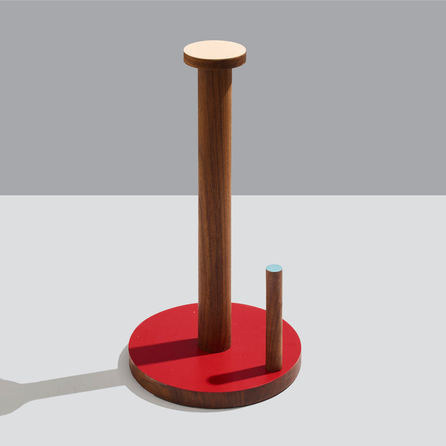 Ilan The Paper Towel Keeper - Walnut & Red