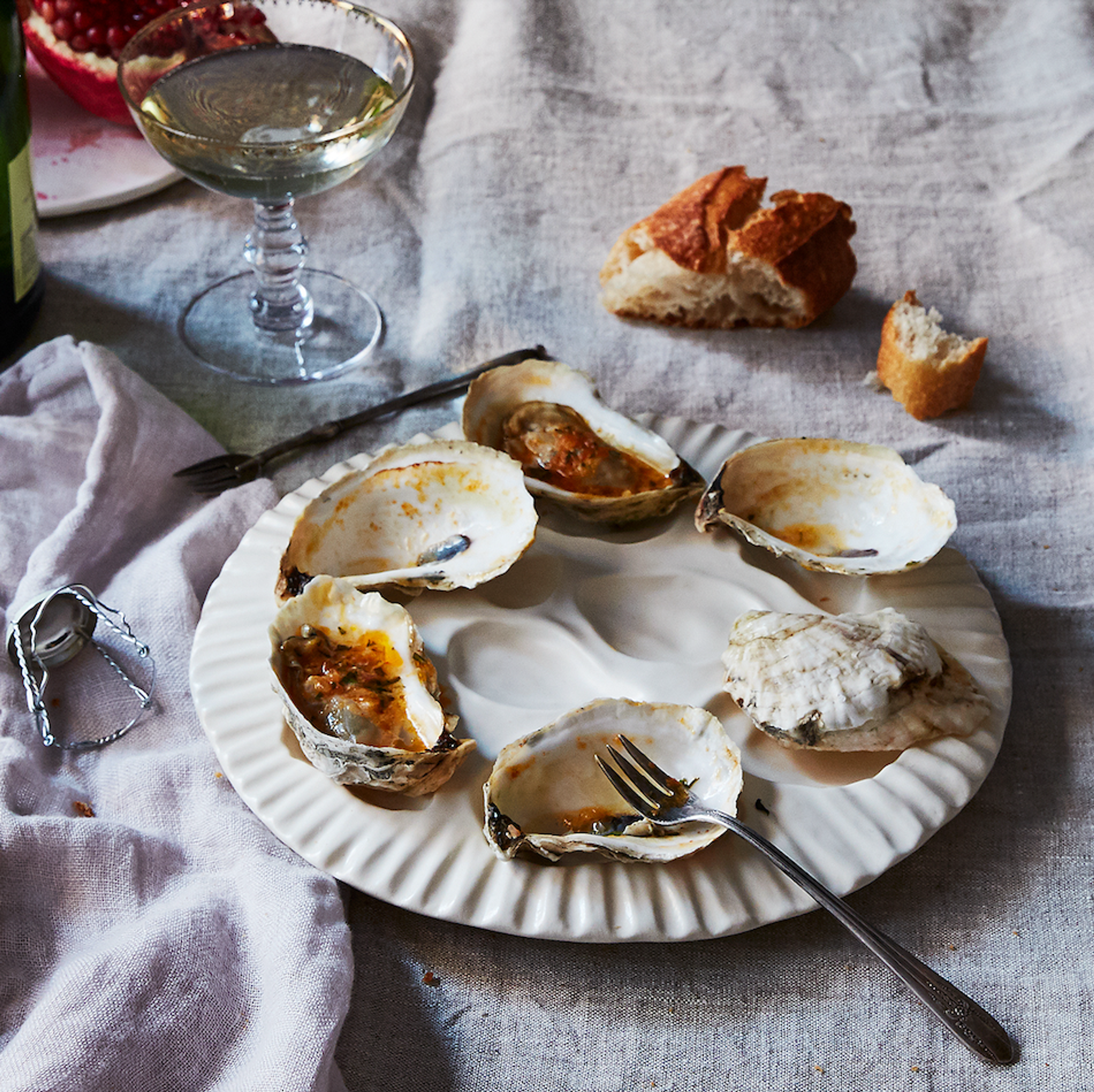 oyster plate with empty shells